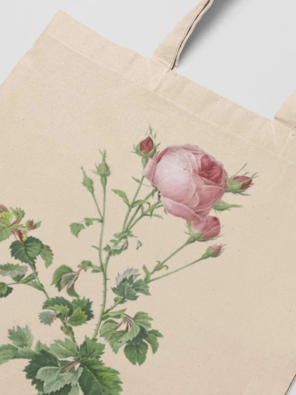 Cabbage Rose Vintage Floral Print Graphic Canvas Tote Bag
